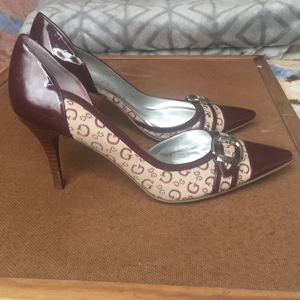 Guess Logo Burgundy Heels